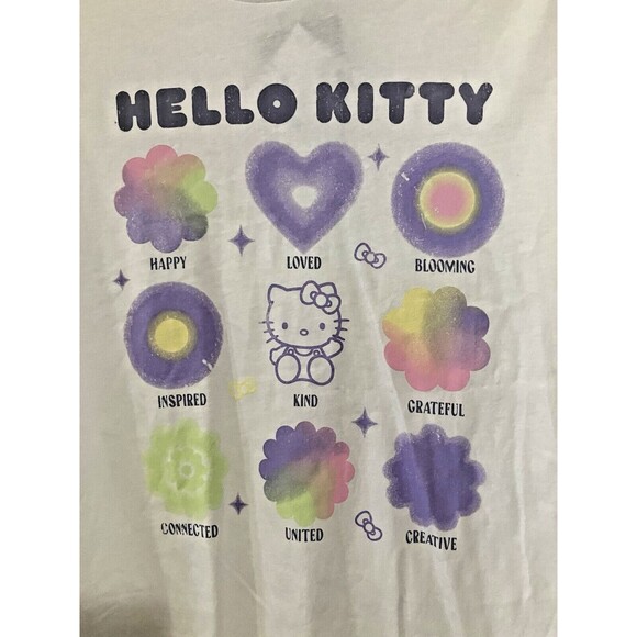 Hello Kitty T-shirt Happy Loved Blooming Inspired Kind Grateful Women Size M - Picture 2 of 6